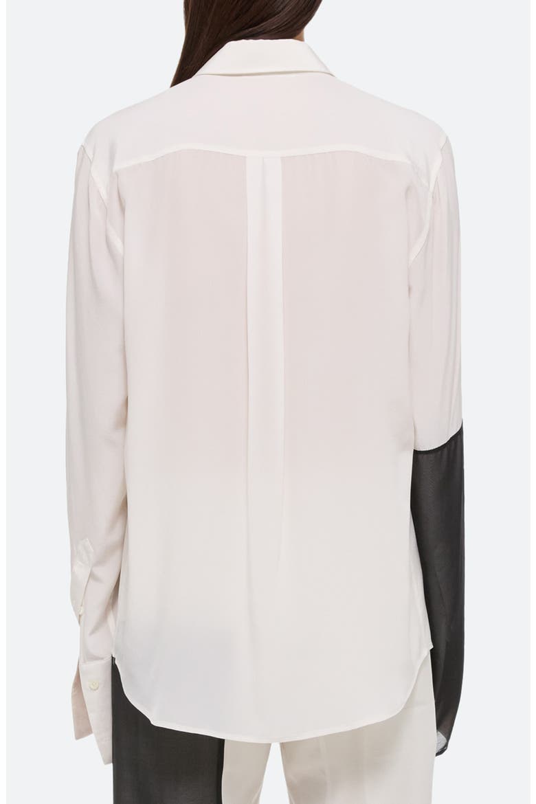 Relaxed Silk Button-Up Shirt, Alternate, color, WHITE/BLACK