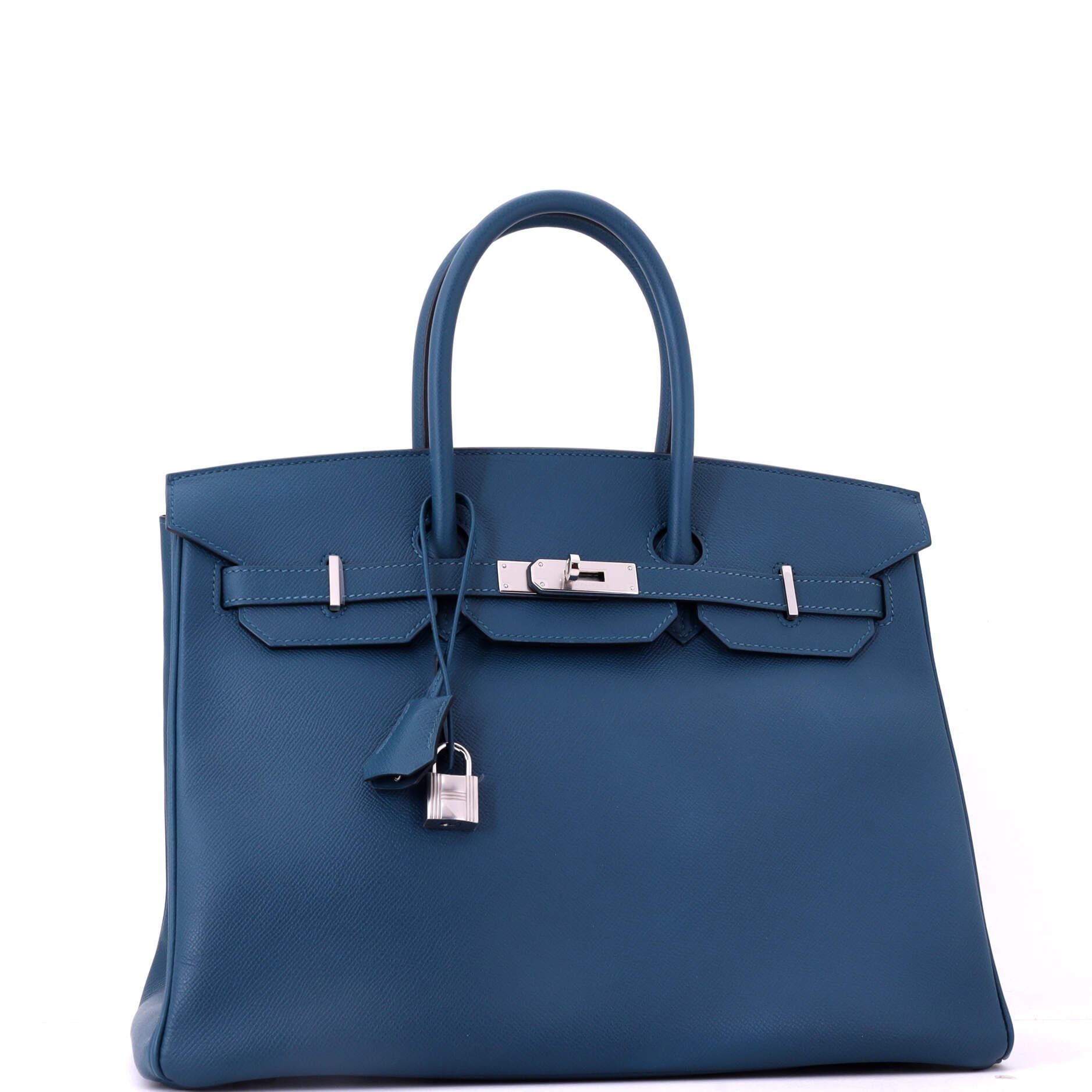 Pre-Owned Hermes Birkin Handbag Blue Epsom with Palladium Hardware 35, Alternate, color, Bleu Tempete