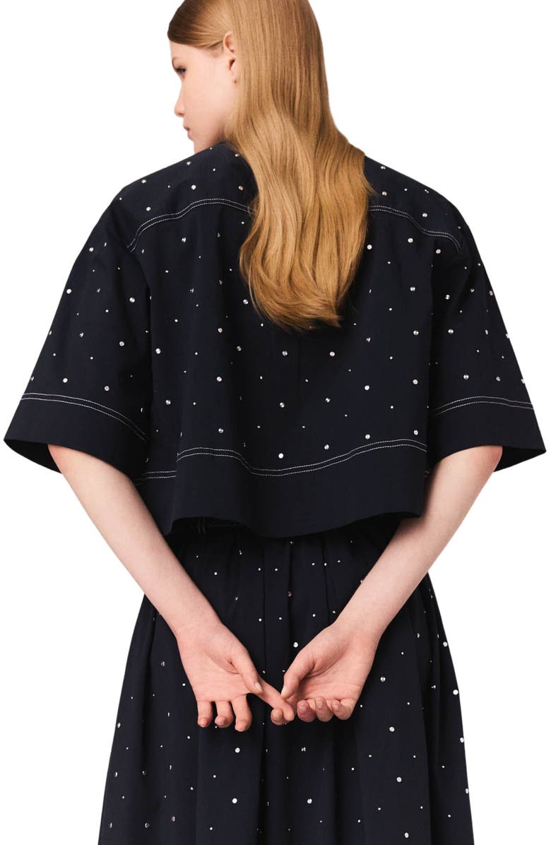 maje Cropped shirt with studs, Alternate, color, Navy