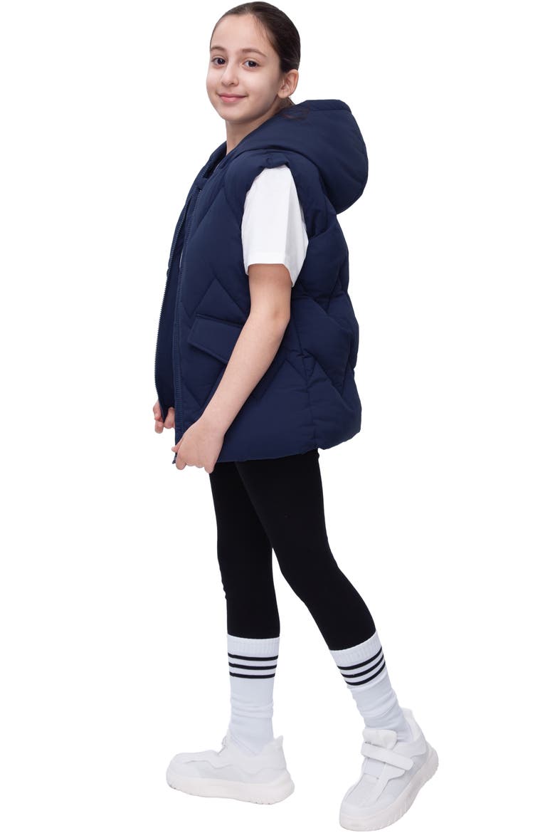 Kids' Hooded Puffer Vest, Alternate, color, Navy