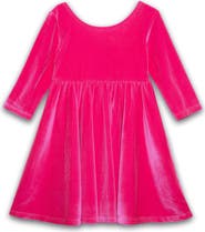 WORTHY THREADS Girls Stretch Velvet Twirly Dress