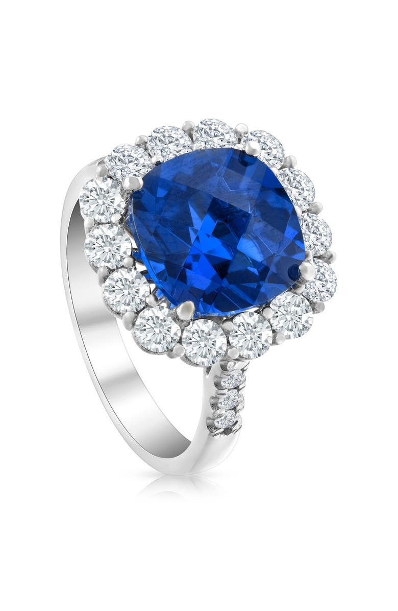 Bliss Diamond 6 1/2 Ct Diamond Halo Grown Sapphire Ring 10k Gold Lab Grown, Alternate, color, 