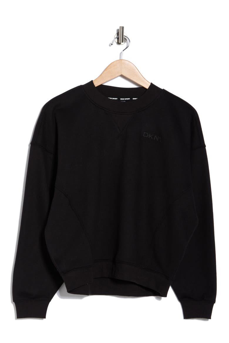 Logo Crop Sweatshirt, Alternate, color, BLACK