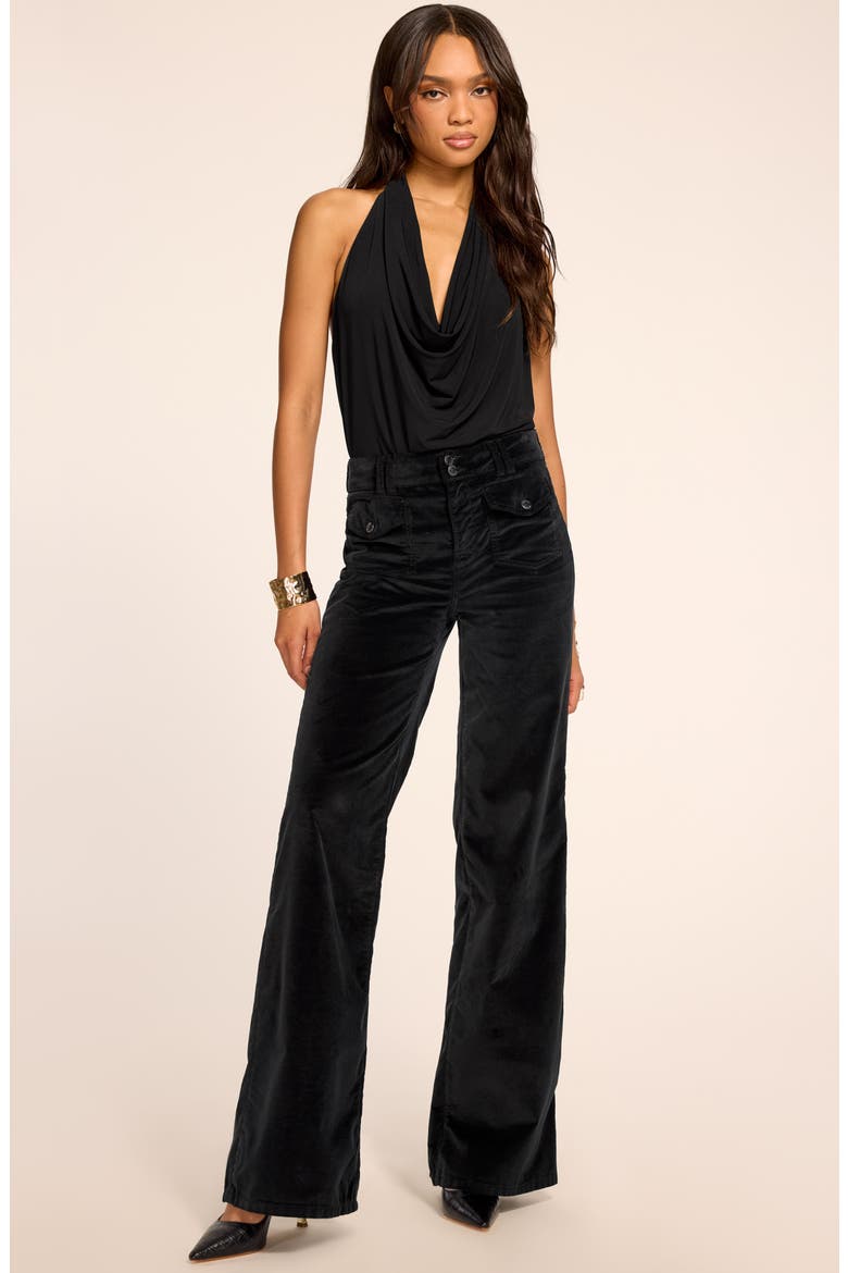 Fay Velveteen Wide Leg Pants, Alternate, color, BLACK