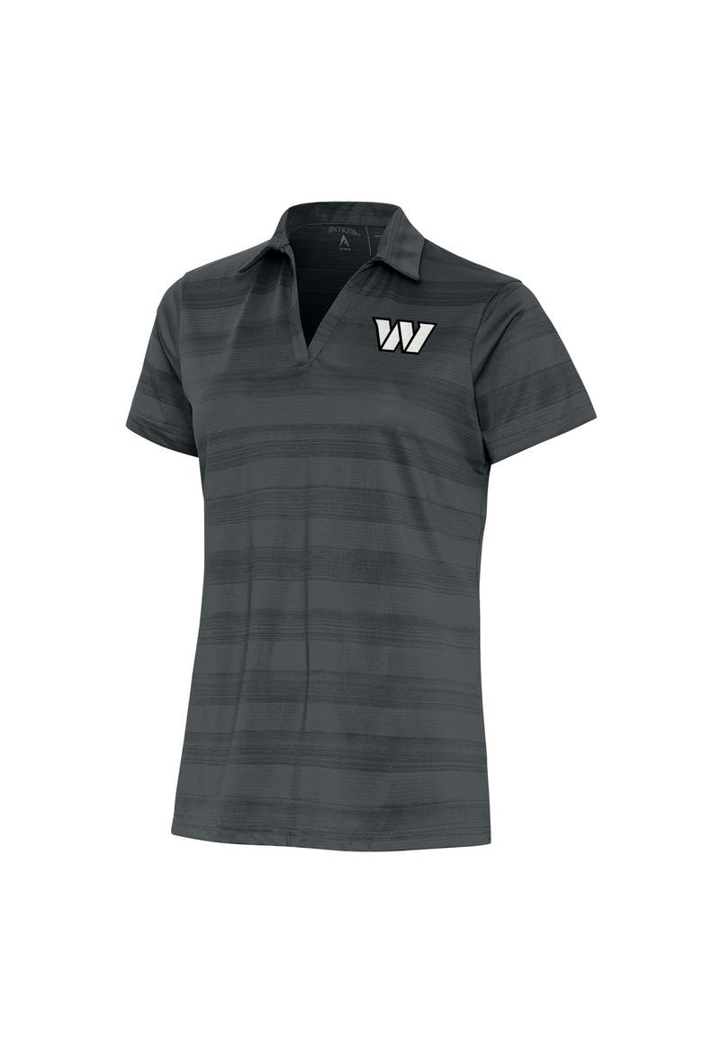 Women's Antigua Charcoal Washington Commanders Metallic Logo Compass Polo, Alternate, color, Charcoal