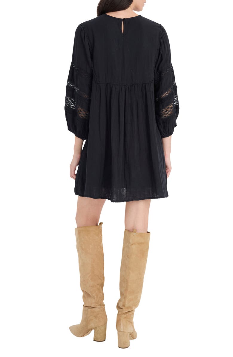 The Good Journey Lace & Embroidery Minidress, Alternate, color, Black