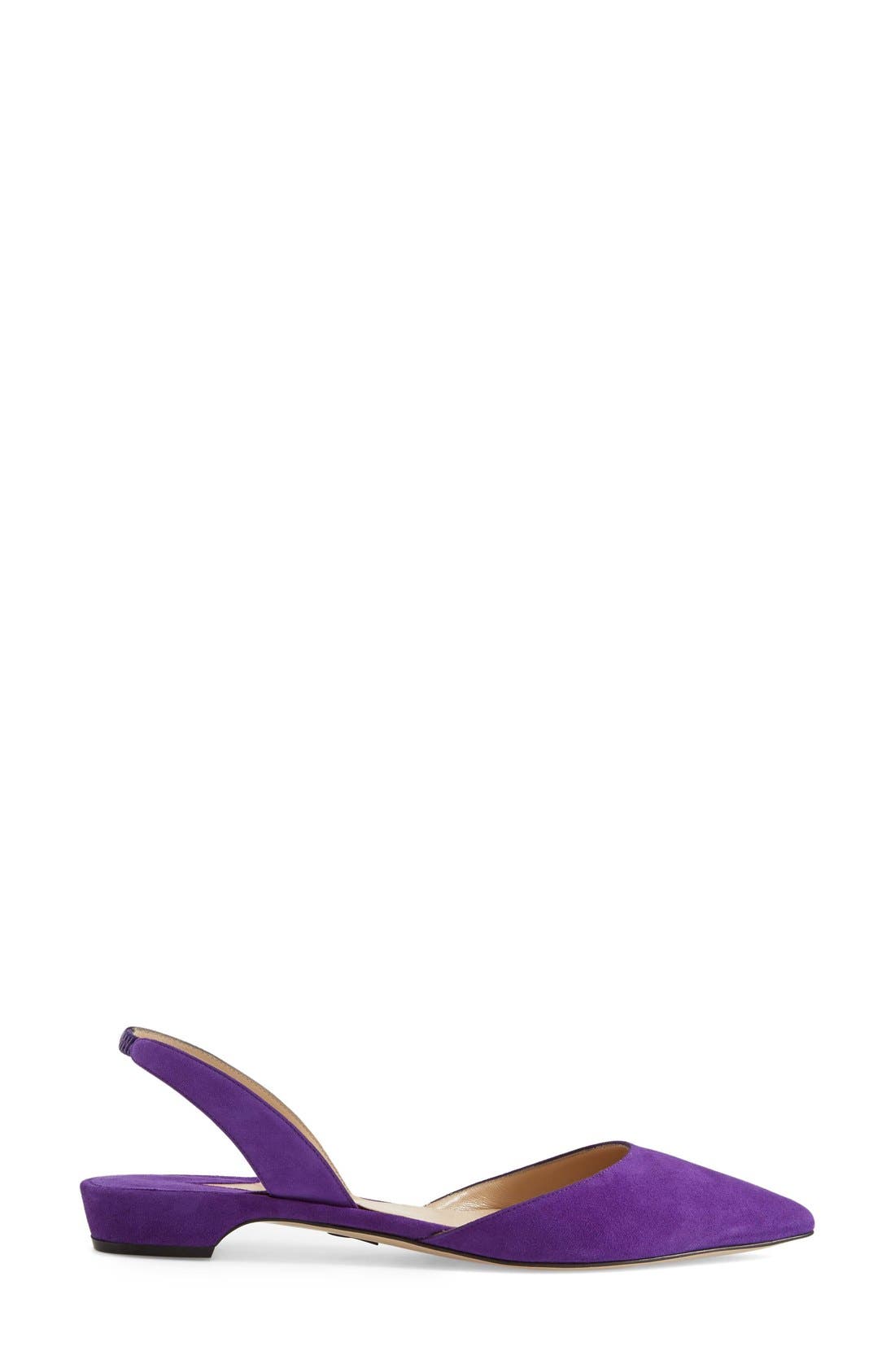 'Rhea' Slingback Flat, Alternate, color, PURPLE SUEDE