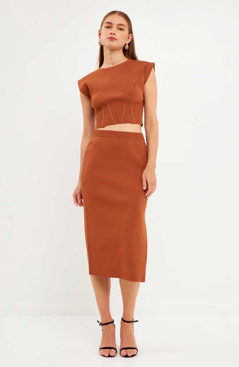 Endless Rose Cinch Waist Sleeveless Knit Top, Alternate, color, 