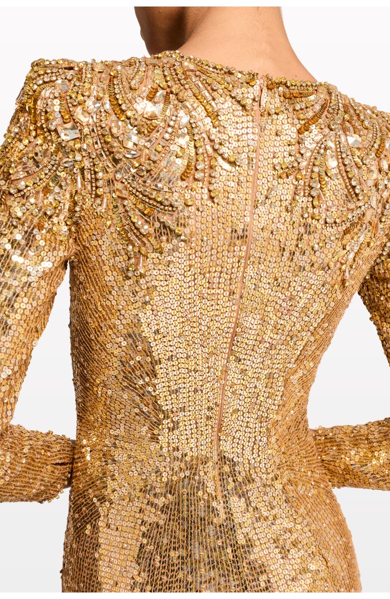 Jenny Packham Dulcet Sequin-Embellished Dress, Alternate, color, Caramel