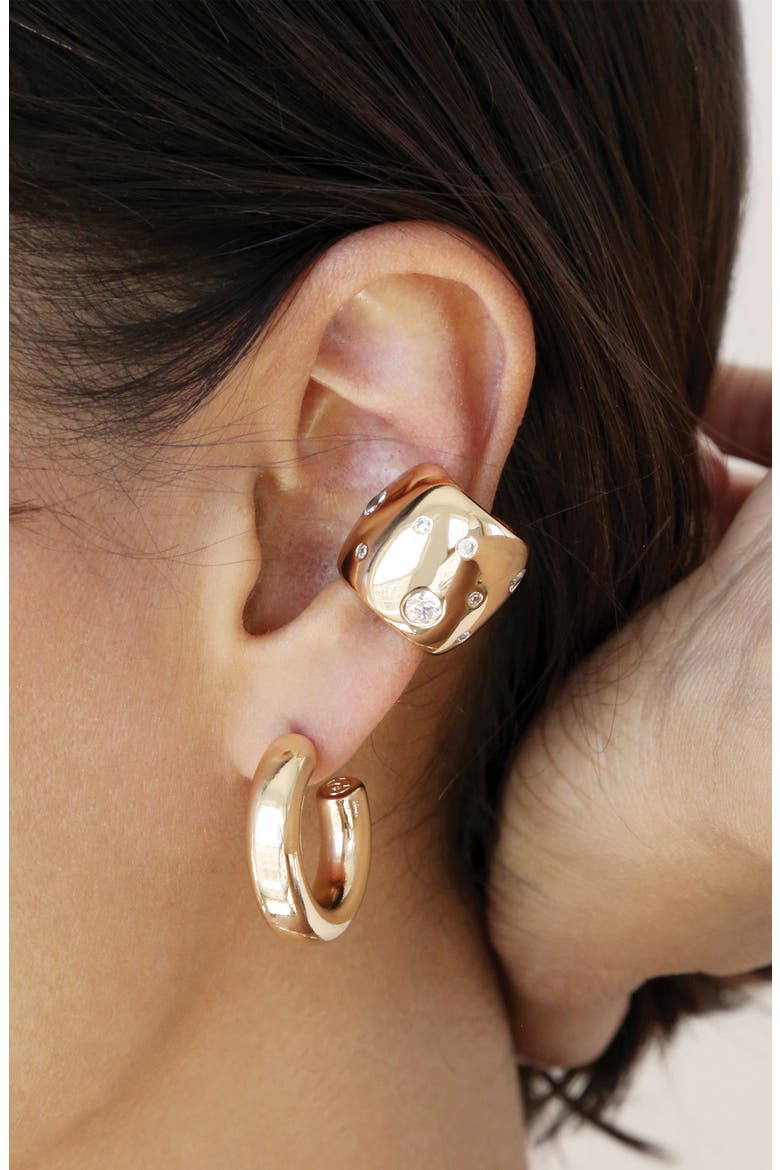 Scattered Cubic Zirconia Chunky Ear Cuff, Alternate, color, GOLD