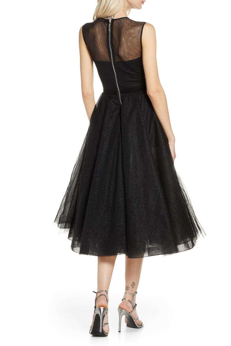 Bronx and Banco Lou Lou Sparkle Flecked Midi Cocktail Dress, Alternate, color, BLACK