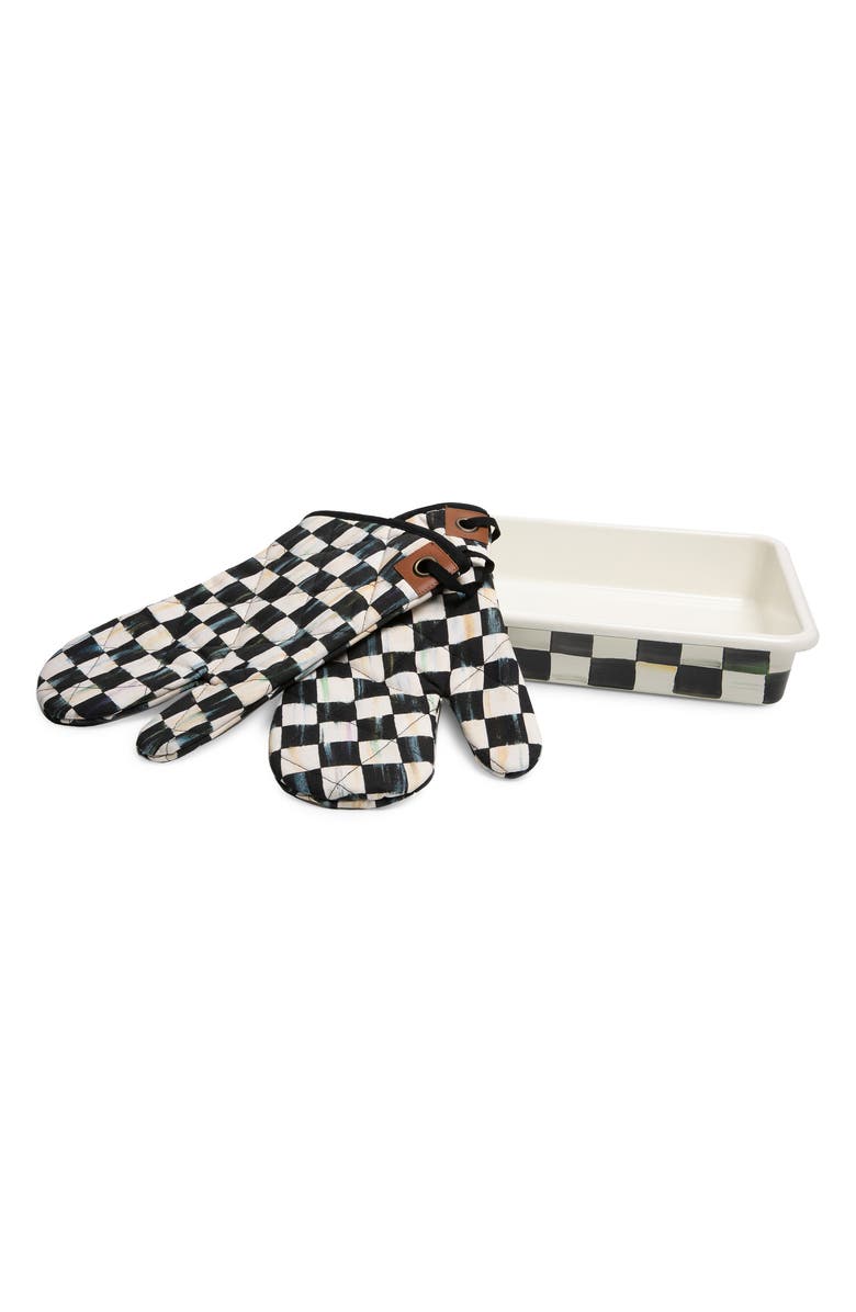 MACKENZIE CHILDS Courtly Check Baking Pan & Over Mitts Set, Main, color,