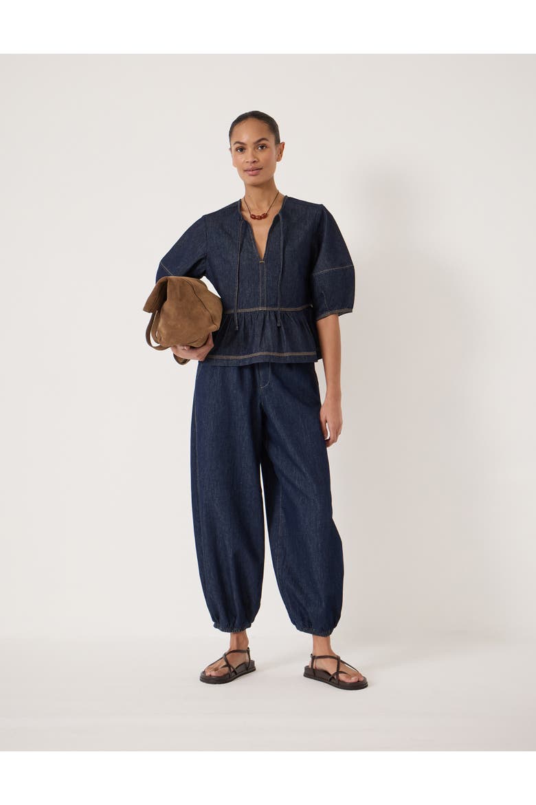 Betty Barrel Sleeve Denim Top, Alternate, color, Rinse Wash