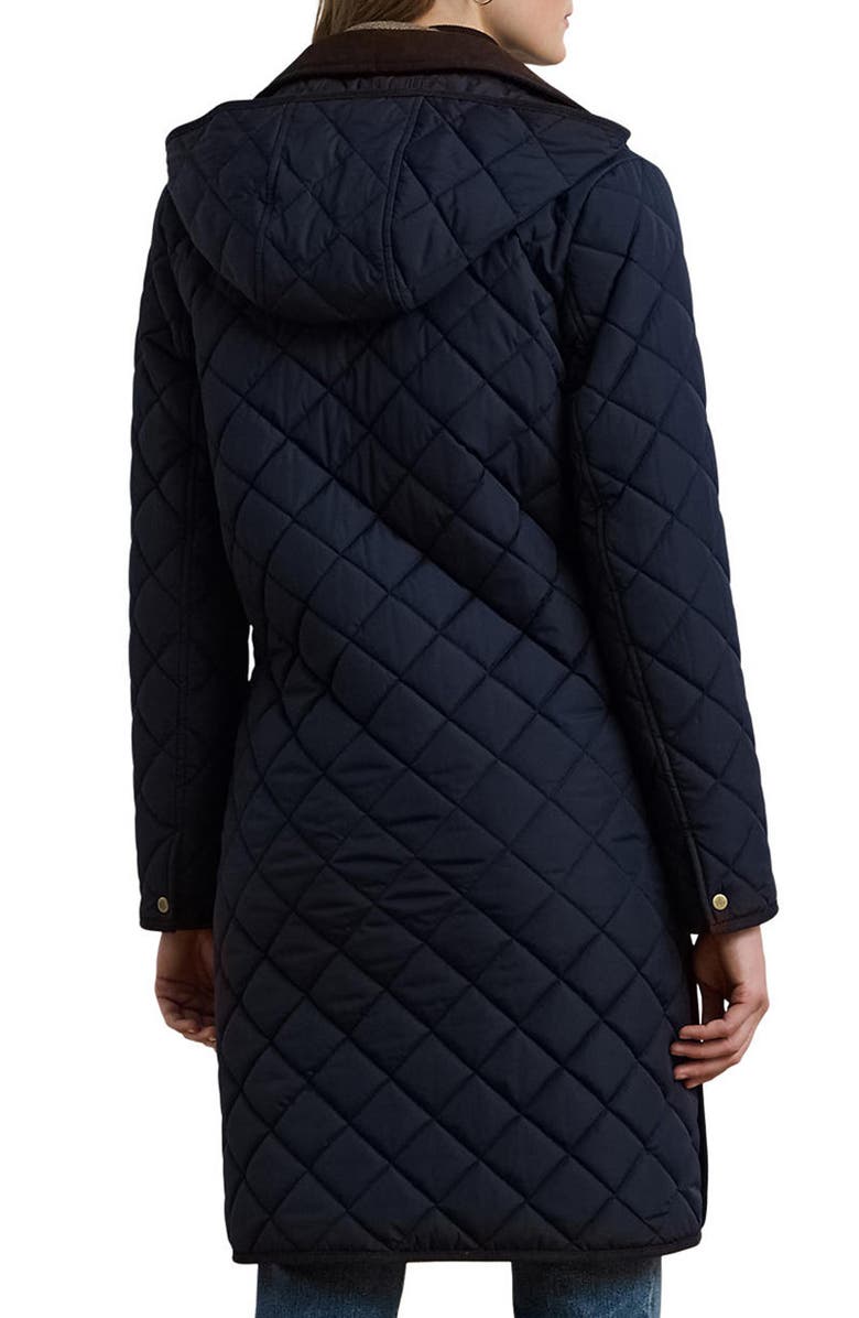 Lauren Ralph Lauren Diamond Quilted Hooded Coat, Alternate, color, Dk Navy