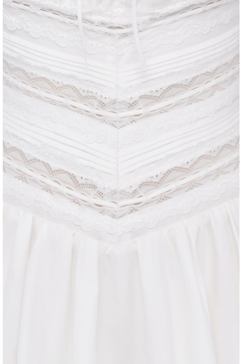 tiffani white lace trim mini dress 'Tiffani' White Lace Trim Mini Dress