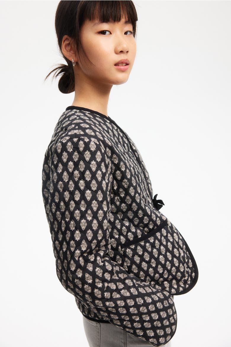 Quilted Cotton Jacket, Alternate, color, Dark gray/patterned