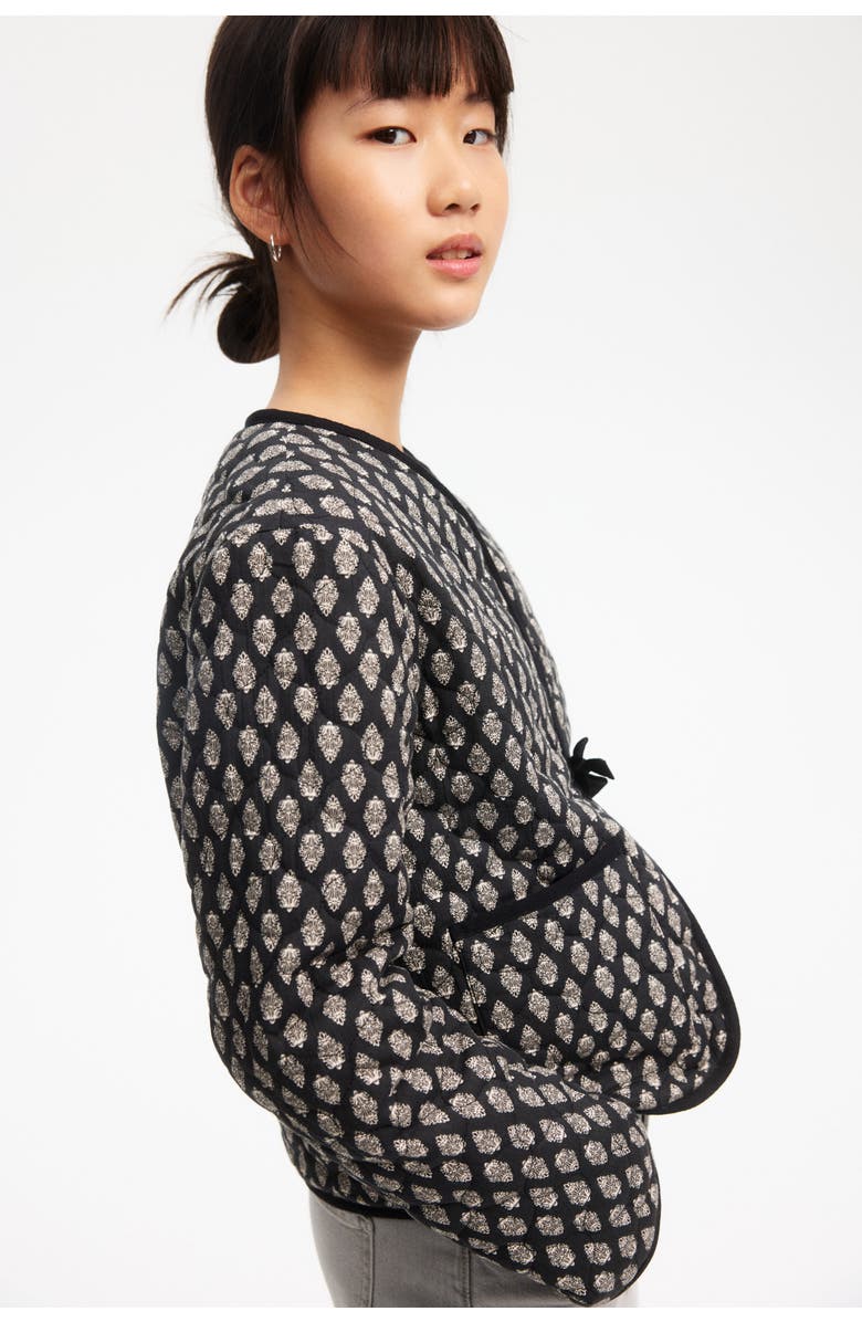 H&M Quilted Cotton Jacket, Alternate, color, Dark Gray/Patterned