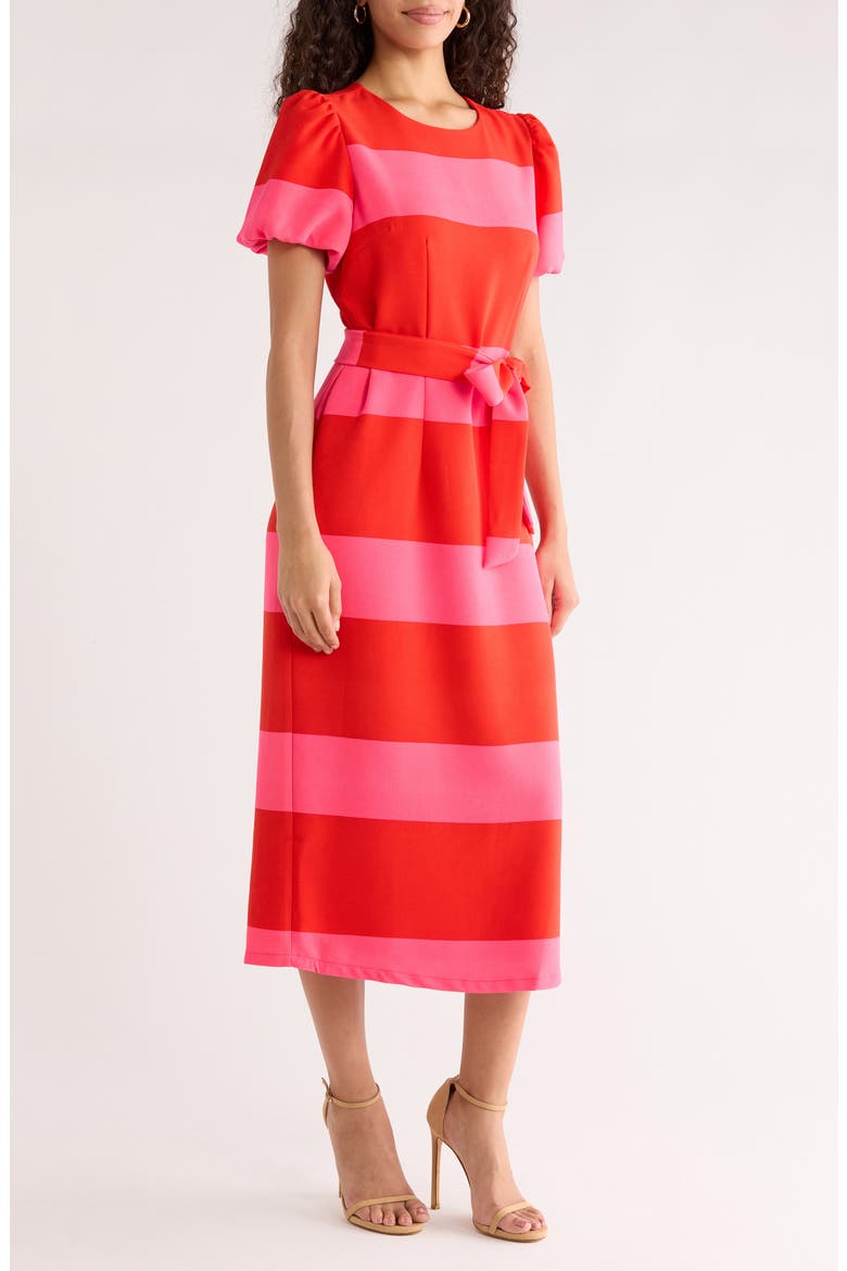 Lolli Stripe Senidy Puff Sleeve Dress, Alternate, color, FUCHSIA-RED
