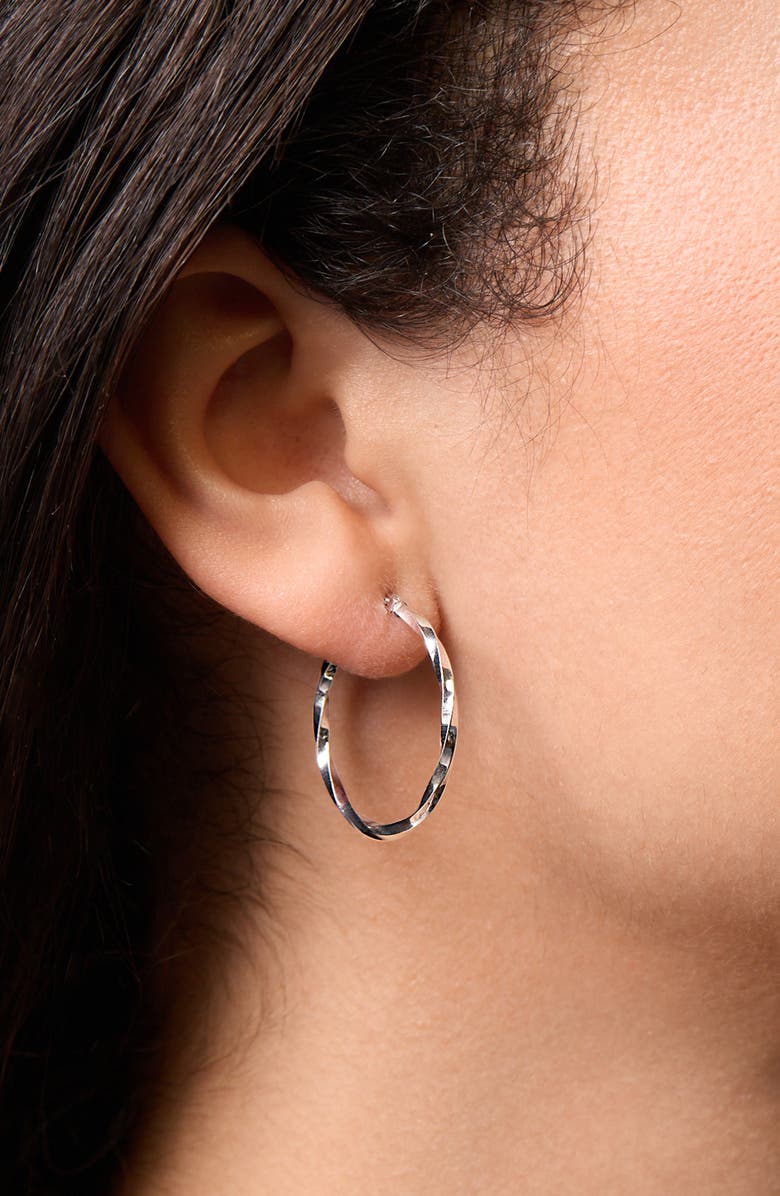 Bony Levy 14K Gold Twisted Hoop Earrings, Alternate, color, 14K White Gold