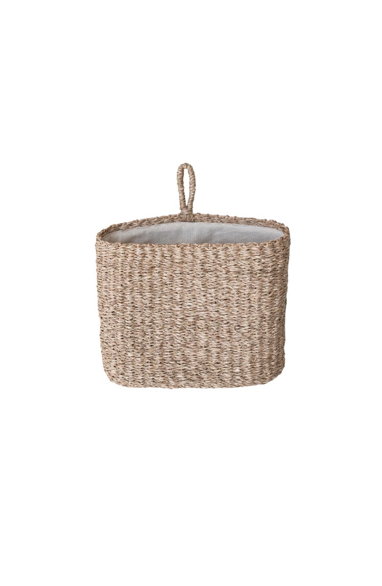 Storied Home Hand-Woven Seagrass Wall Basket with Loop and Cotton Lining, Natural, Main, color, Natural