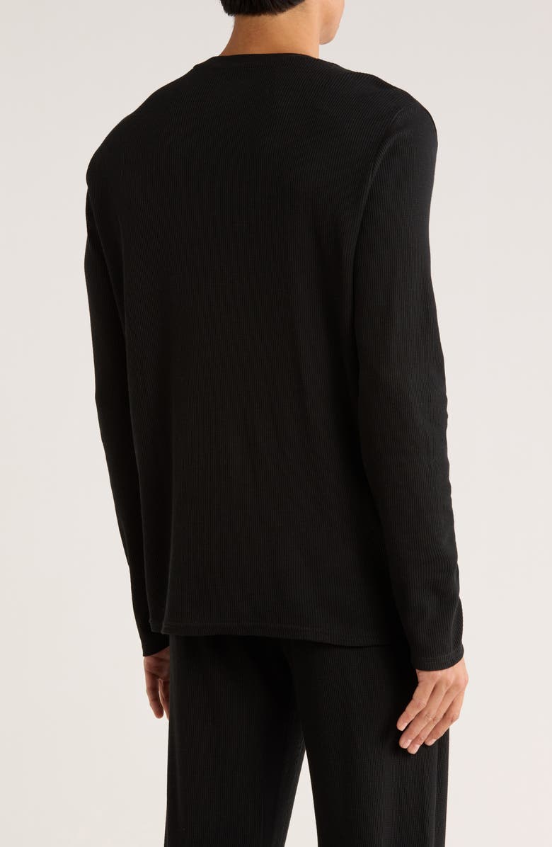 Kenneth Cole New York Long Sleeve Waffle Knit Sleep T-Shirt, Alternate, color, Black
