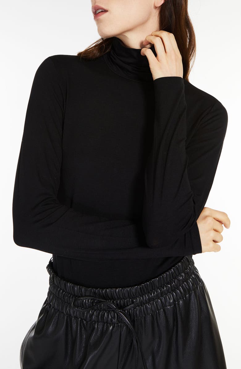 Weekend Max Mara Multif Stretch Jersey Turtleneck Top, Alternate, color, Black