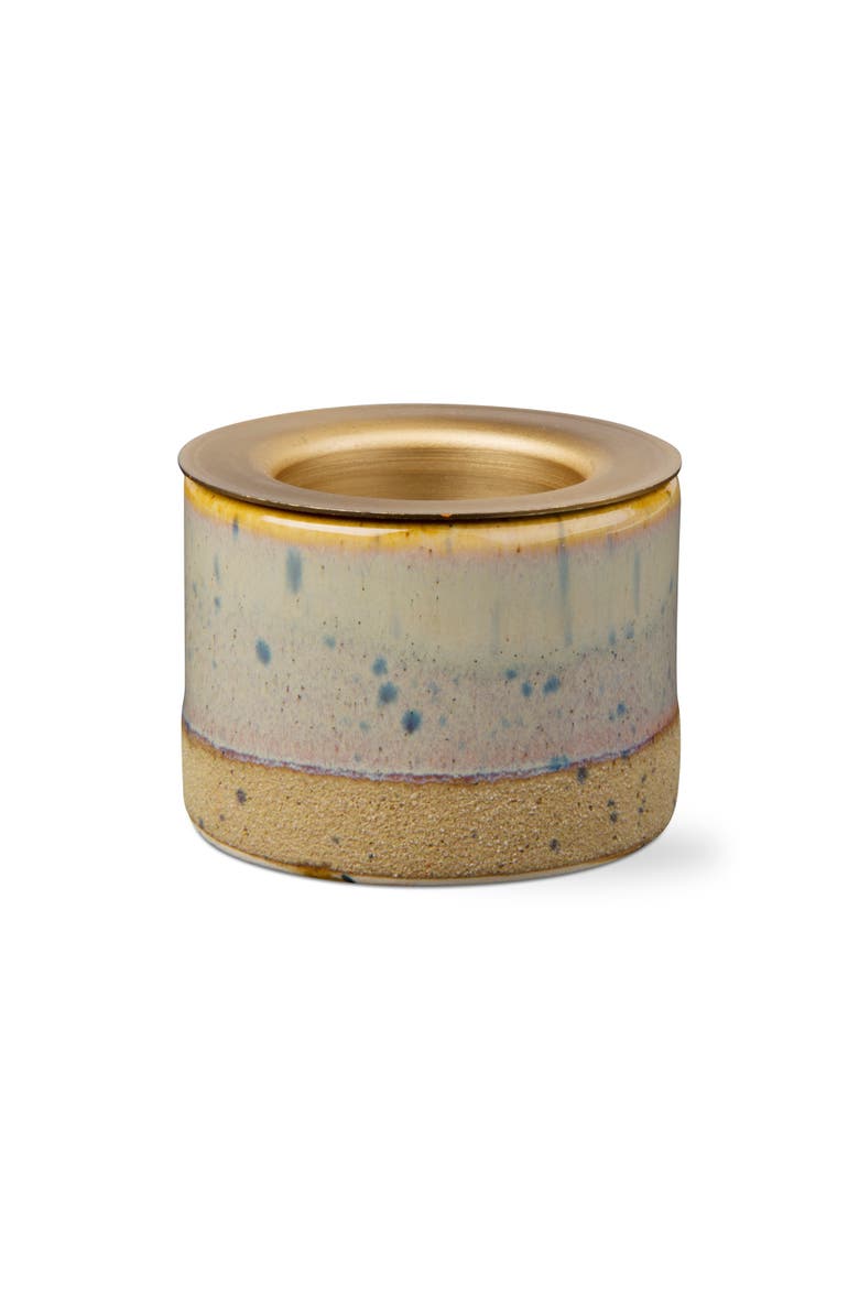 Glazed Stoneware Taper Tealight, Main, color, Brown