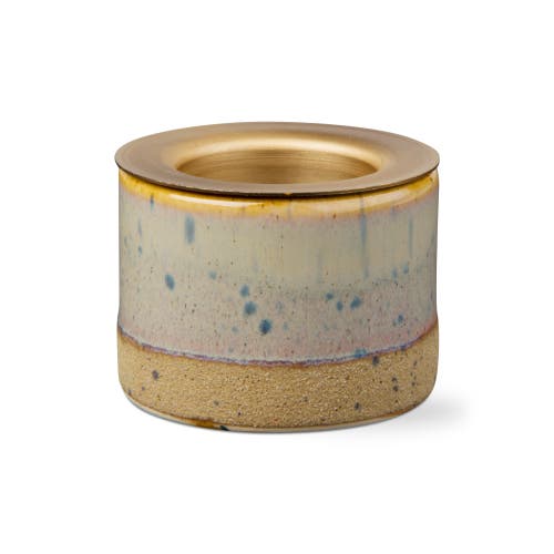 Tag Glazed Tealight Taper Holder Ceramic Candle Holder Khaki In Brown