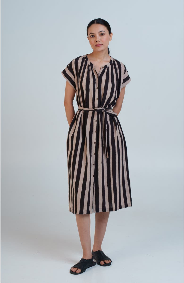 World of Crow The Black & White Striped Dress, Main, color,