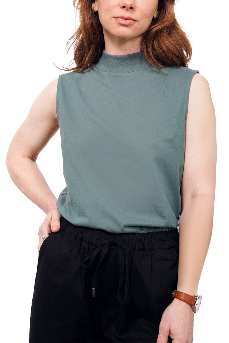 The Everyday Mock Neck Tank, Main, color, DARK TEAL