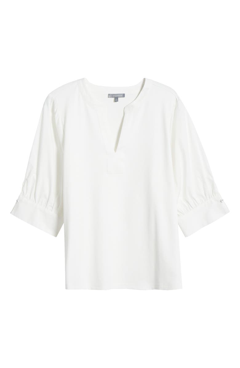 Wit & Wisdom Mixed Media Puff Sleeve Top, Alternate, color, Off White