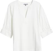 Wit & Wisdom Mixed Media Puff Sleeve Top