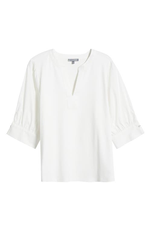 Wit & Wisdom Mixed Media Puff Sleeve Top In White