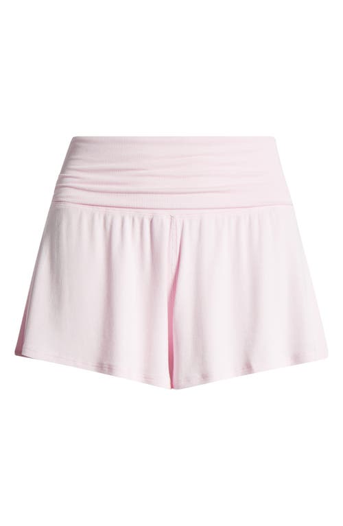 Lunya Rib Foldover Waist Pajama Shorts In Pink