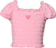 Sara Sara Kids' Smocked Puff Sleeve Top