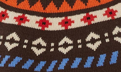 Weekend Max Mara Hardy Fair Isle Jacquard Virgin Wool Mock Neck Sweater In Brown