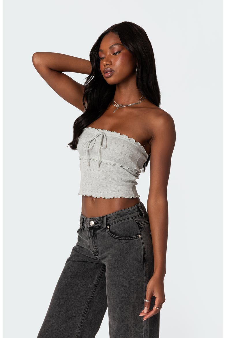 Savannah Pointelle Tube Top, Alternate, color, GRAY-MELANGE