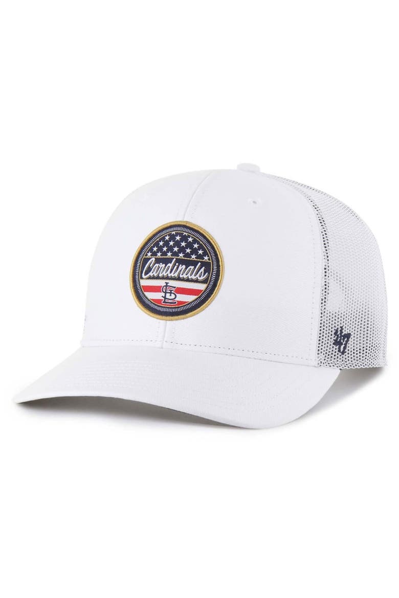Men's '47 White St. Louis Cardinals Homage Adjustable Trucker Hat, Main, color, White