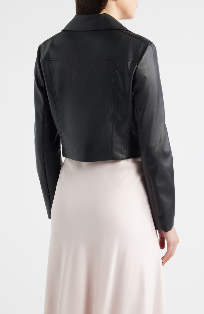 Anne Klein Faux Leather Crop Moto Jacket, Alternate, color, Anne Black