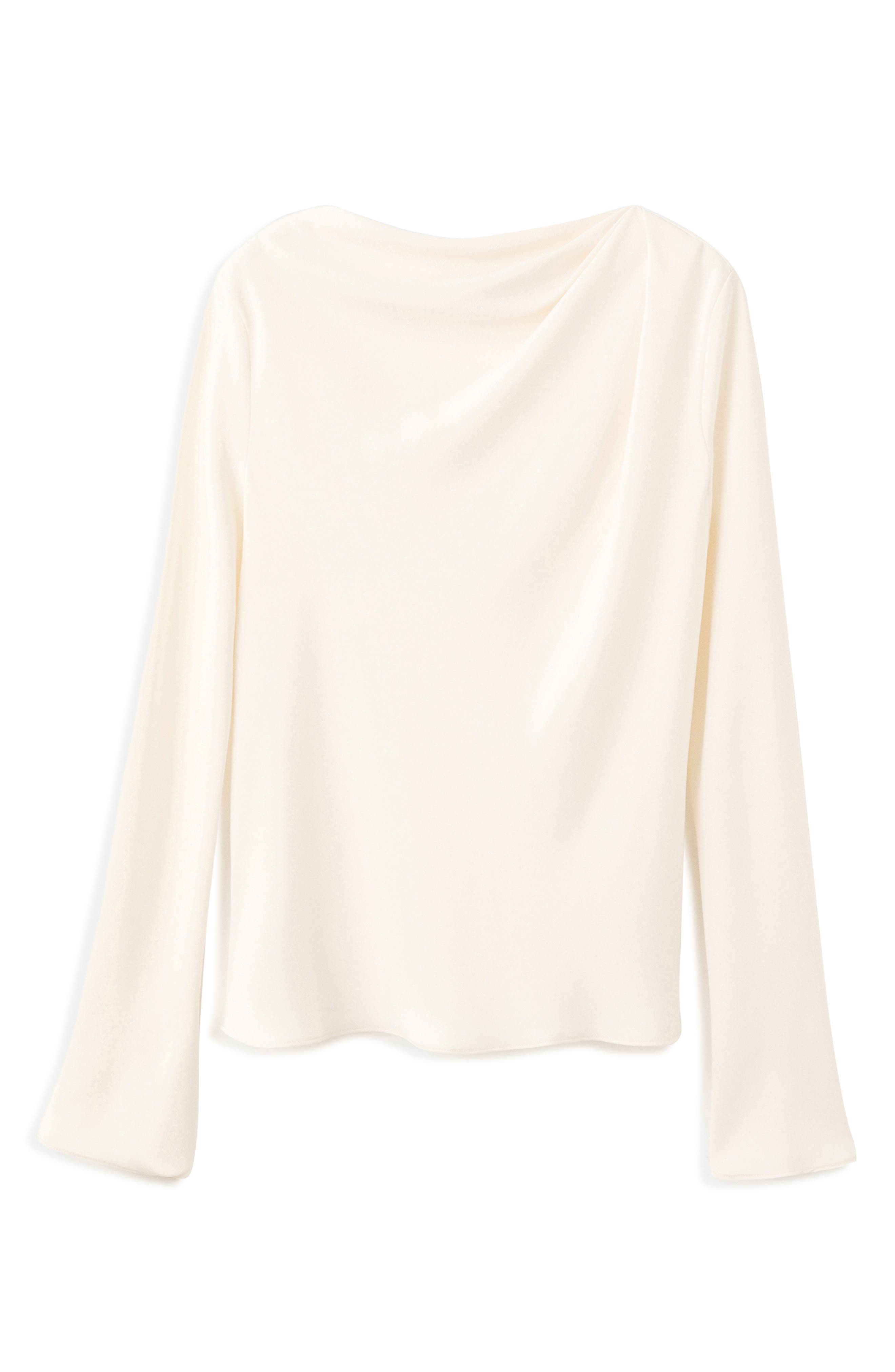 Long Sleeve Drape Bateau Neck Top