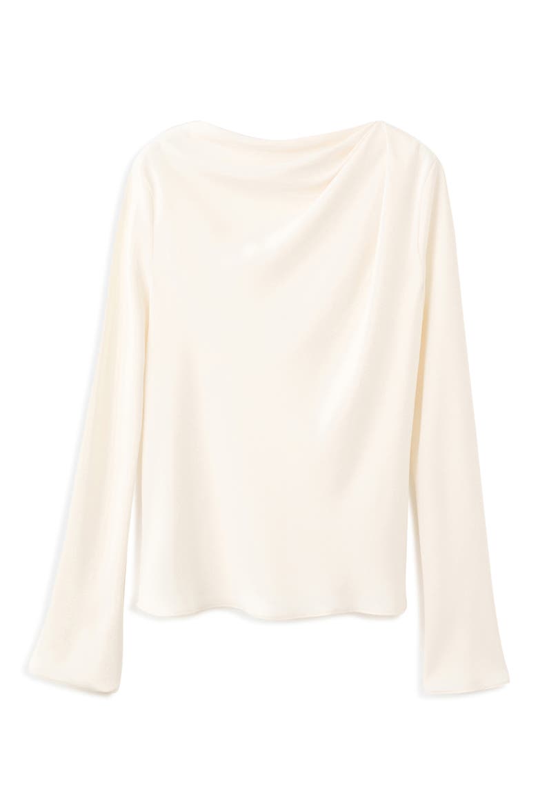 Long Sleeve Drape Bateau Neck Top, Main, color, ECRU