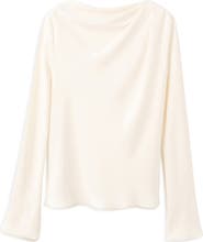 MANGO Long Sleeve Drape Bateau Neck Top