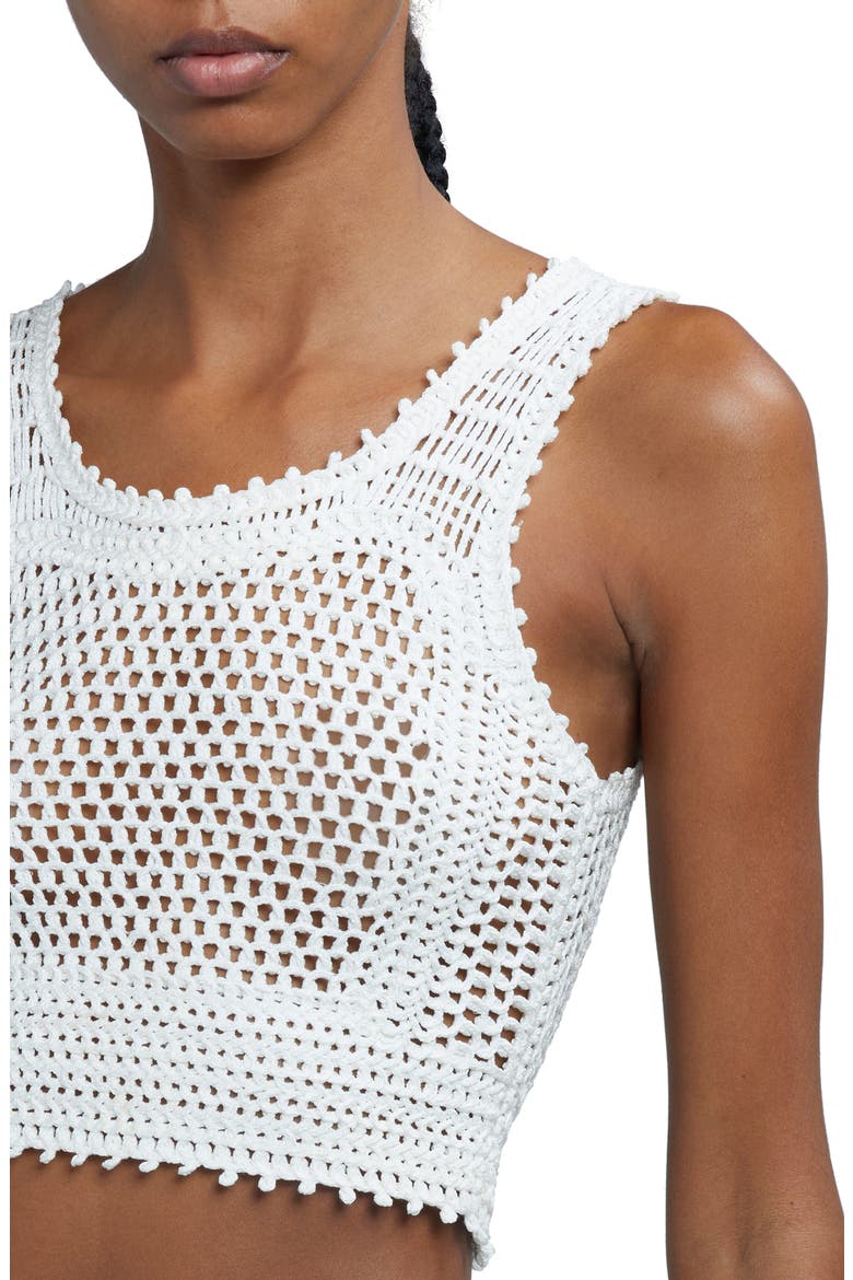 Semisheer Open Stitch Crochet Crop Tank, Alternate, color, CHALK