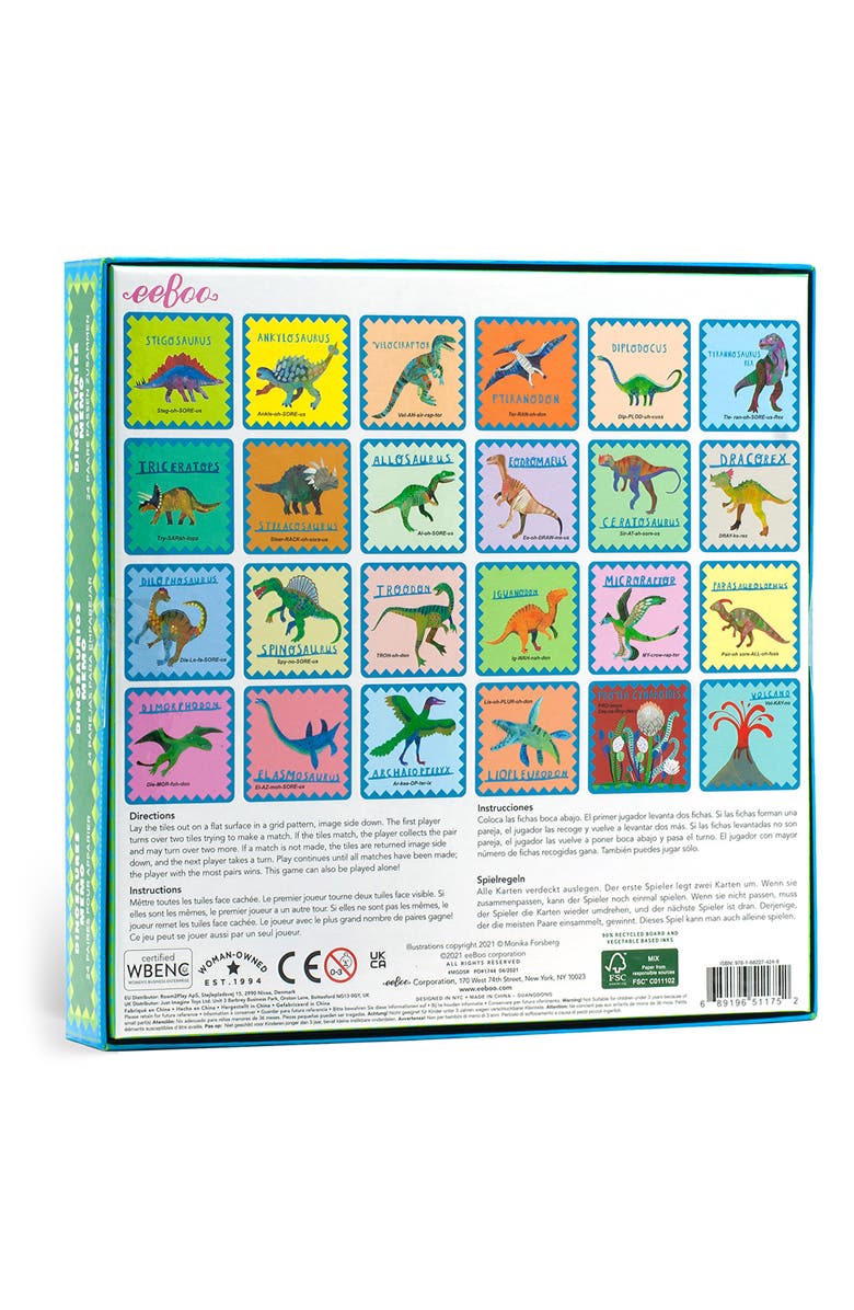 eeBoo Shiny Dinosaur Memory & Matching Game, Alternate, color, Green