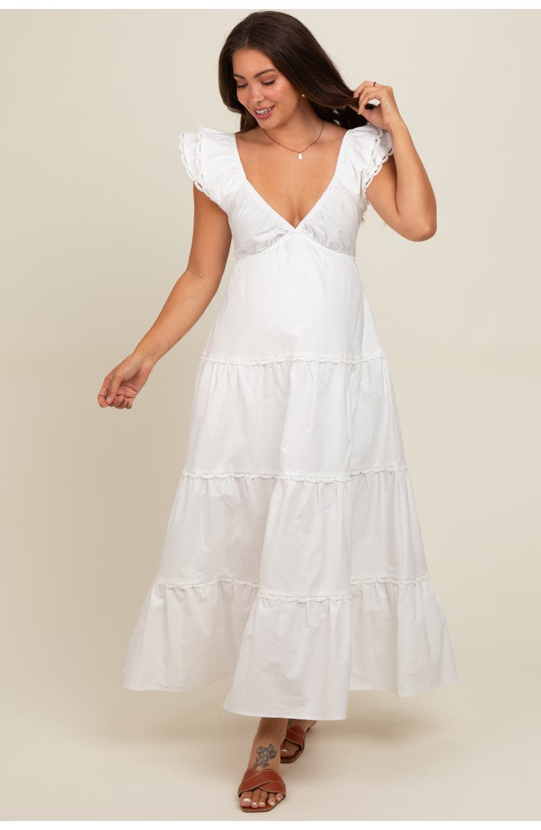 PinkBlush Ruffle Trim Maxi Dress, Alternate, color, Ivory