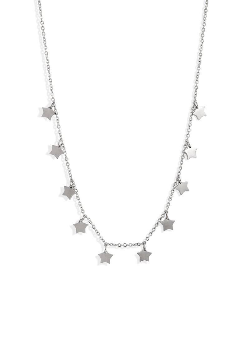 Stars Charm Necklace, Main, color, RHODIUM SILVER