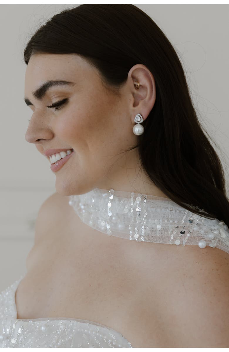 Untamed Petals Legacy Pearl Drop Earrings, Alternate, color, Silver