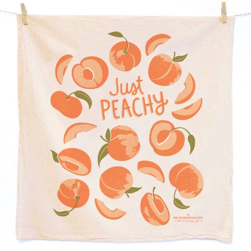 The Neighborgoods Peach Dish Towel + Sponge Cloth Gift Set In Orange