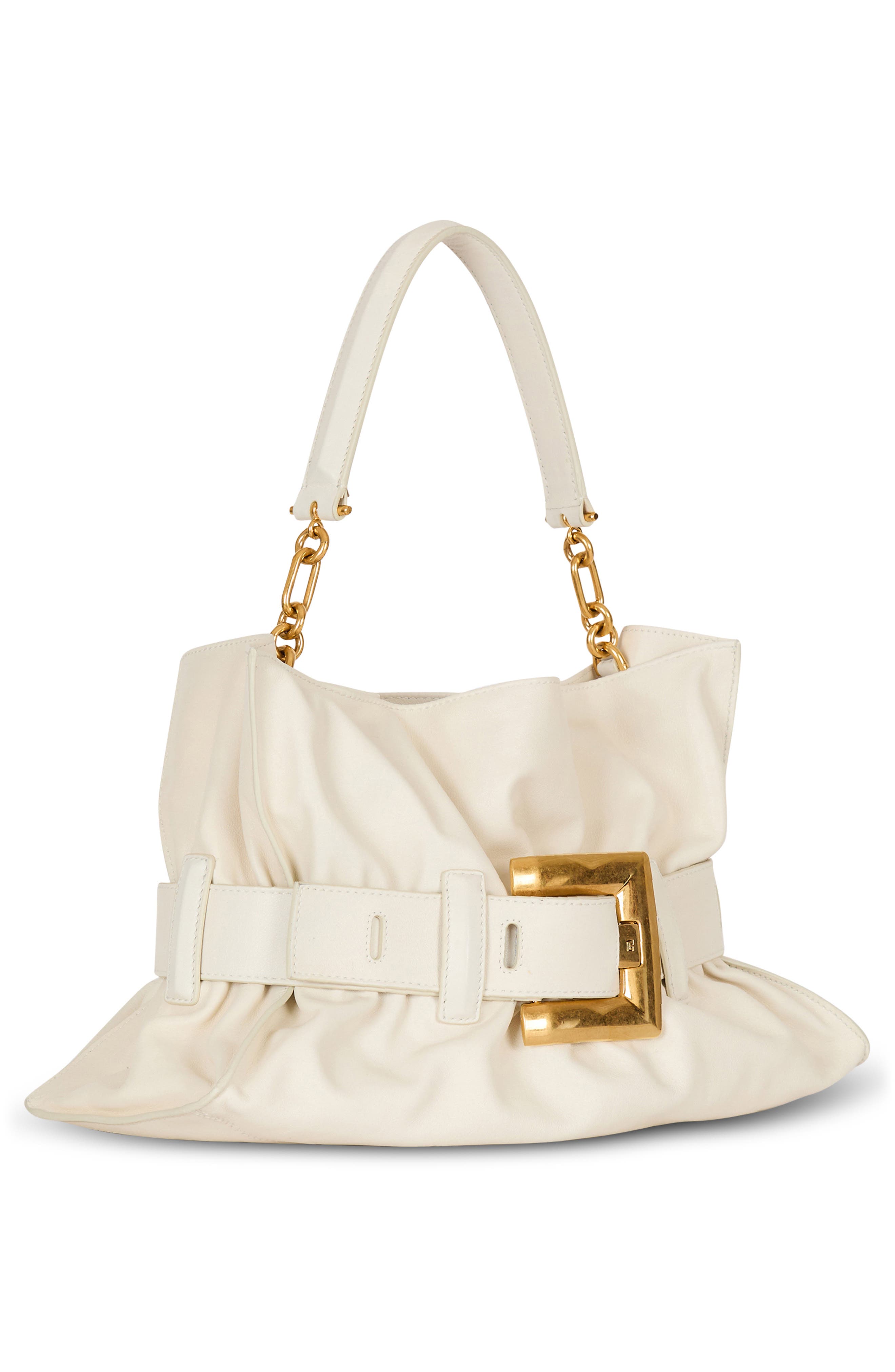 Balmain Medium Anthem Leather Tote, Alternate, color, Cream