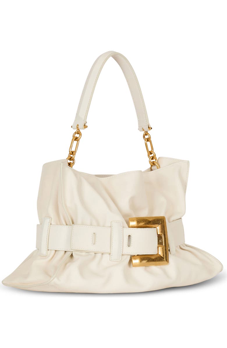 Balmain Medium Anthem Leather Tote, Alternate, color, Cream